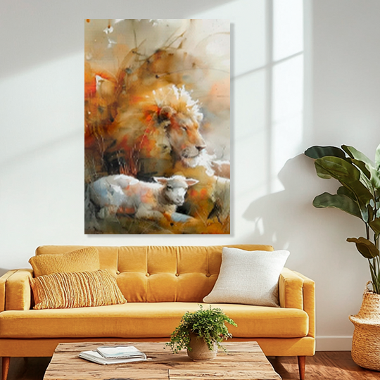 LAMB AND LION DECORATIVE PICTURE