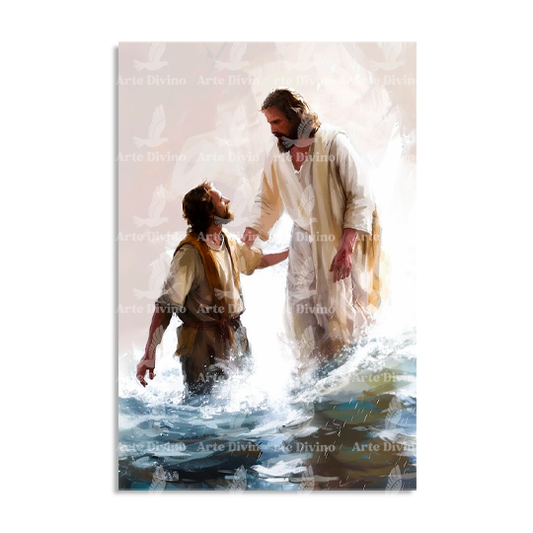 ME RESCATÓ (MATEO 14:25-31) CUADRO DECORATIVO