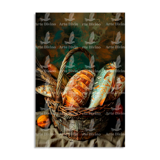 PANES Y PECES (MARCOS 6:41-43) CUADRO DECORATIVO