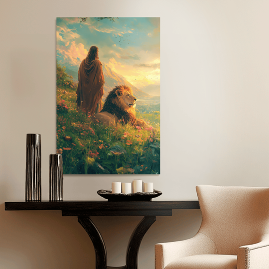 DIVINE FORCE (JESUS AND LION OF JUDAH) DECORATIVE PAINTING