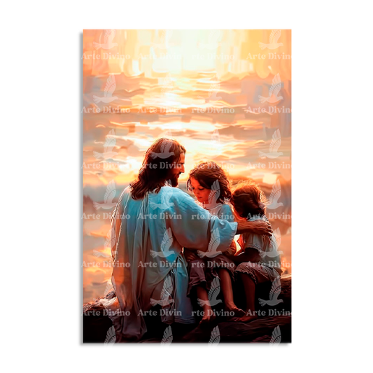 JESÚS BENDICE A LOS NIÑOS (MATEO 19:14) CUADRO DECORATIVO