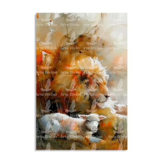 LAMB AND LION DECORATIVE PICTURE