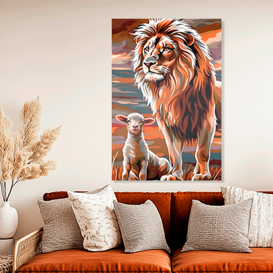 KING AND DEER (REVELATION 5:1-5) DECORATIVE PICTURE