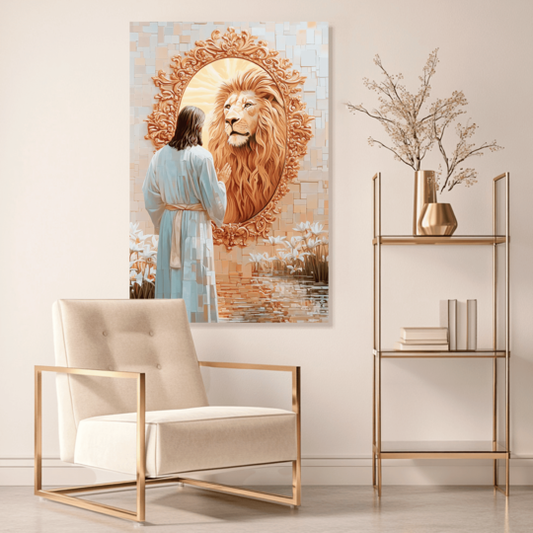 PRESENCE OF THE KING (JESUS ​​AND LION OF JUDAH) DECORATIVE PICTURE